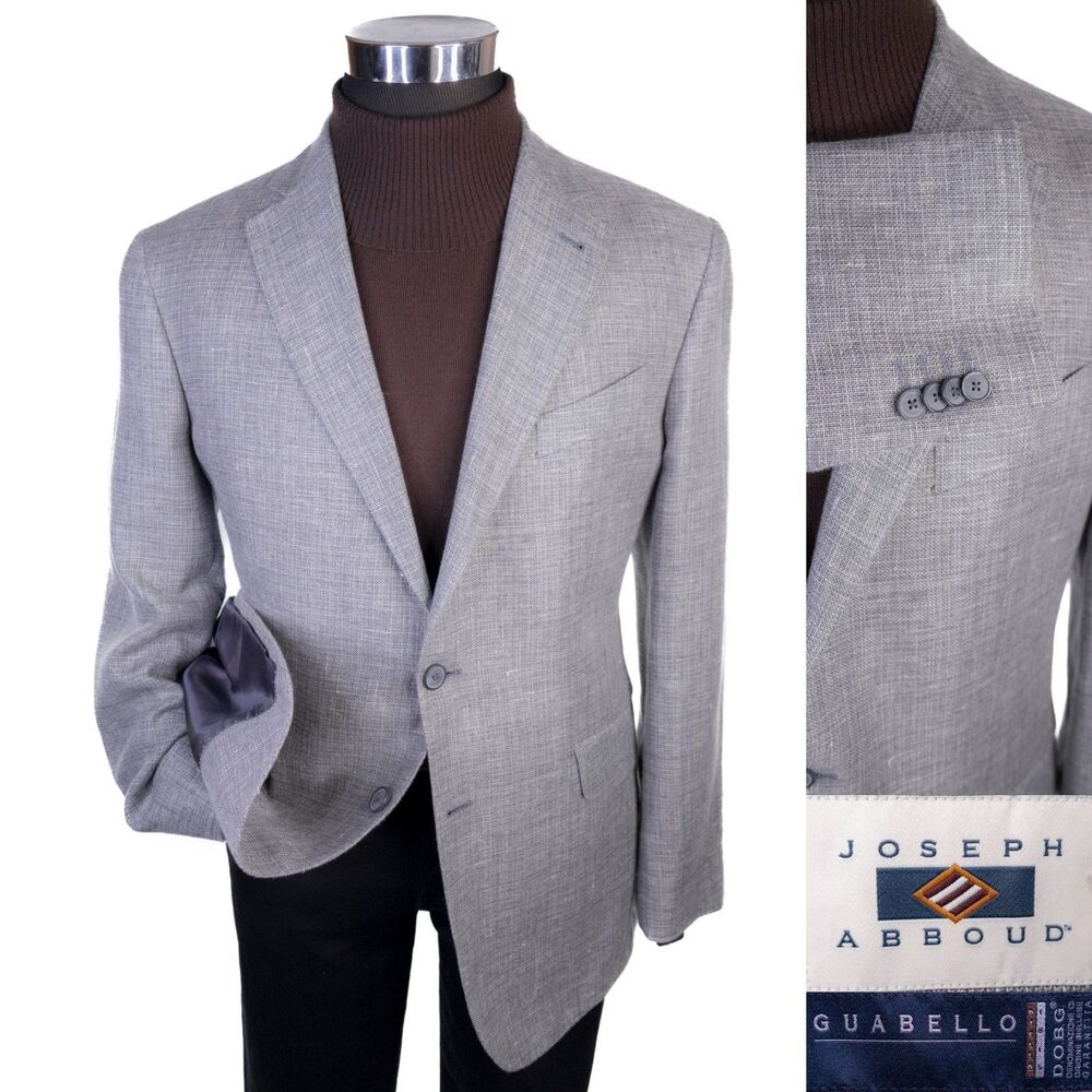 Joseph Abboud Sport Coat 42R Gray GUABELLO Wool Linen Heritage Blazer 2-Button